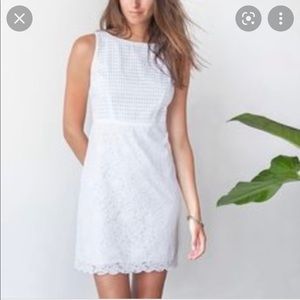 LOFT white eyelet shift dress size 10 EUC